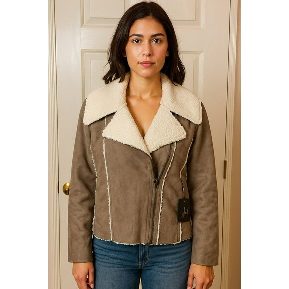 NWT Ladies Jack Faux Leather Sherpa Lined Jacket Size Medium - Picture 1 of 11